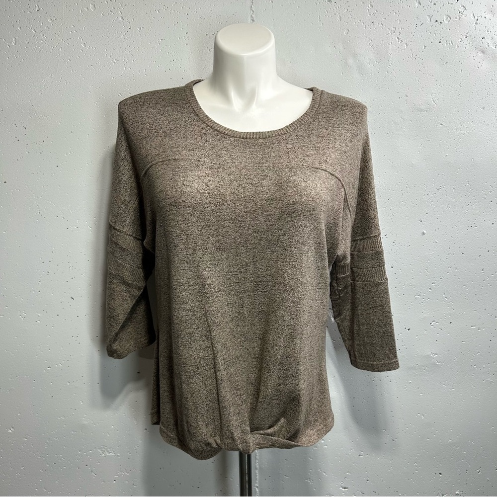 Chance or Fate Women's Brown 3/4 Sleeve Front Tie Sweater L